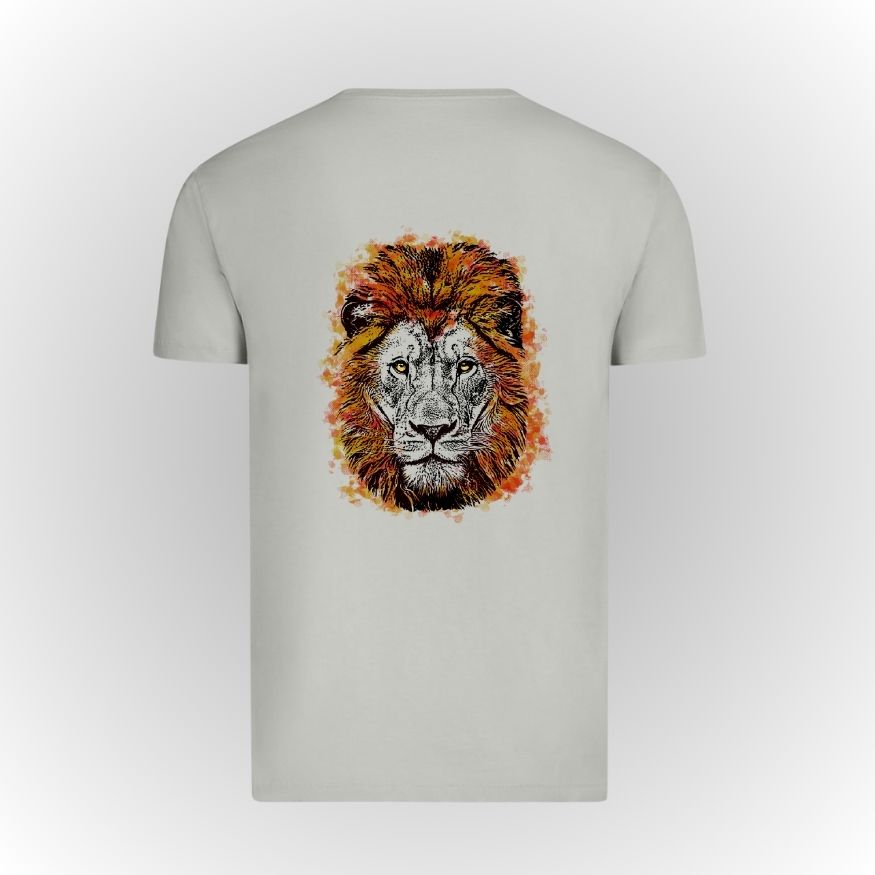 Camiseta algodón orgánico gris león pincelado