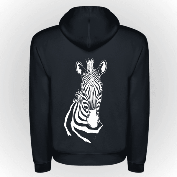 Sudadera algodón para kids, color azul marino print cebra blanca