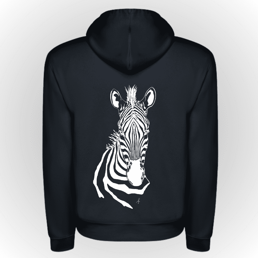 Sudadera algodón para kids, color azul marino print cebra blanca