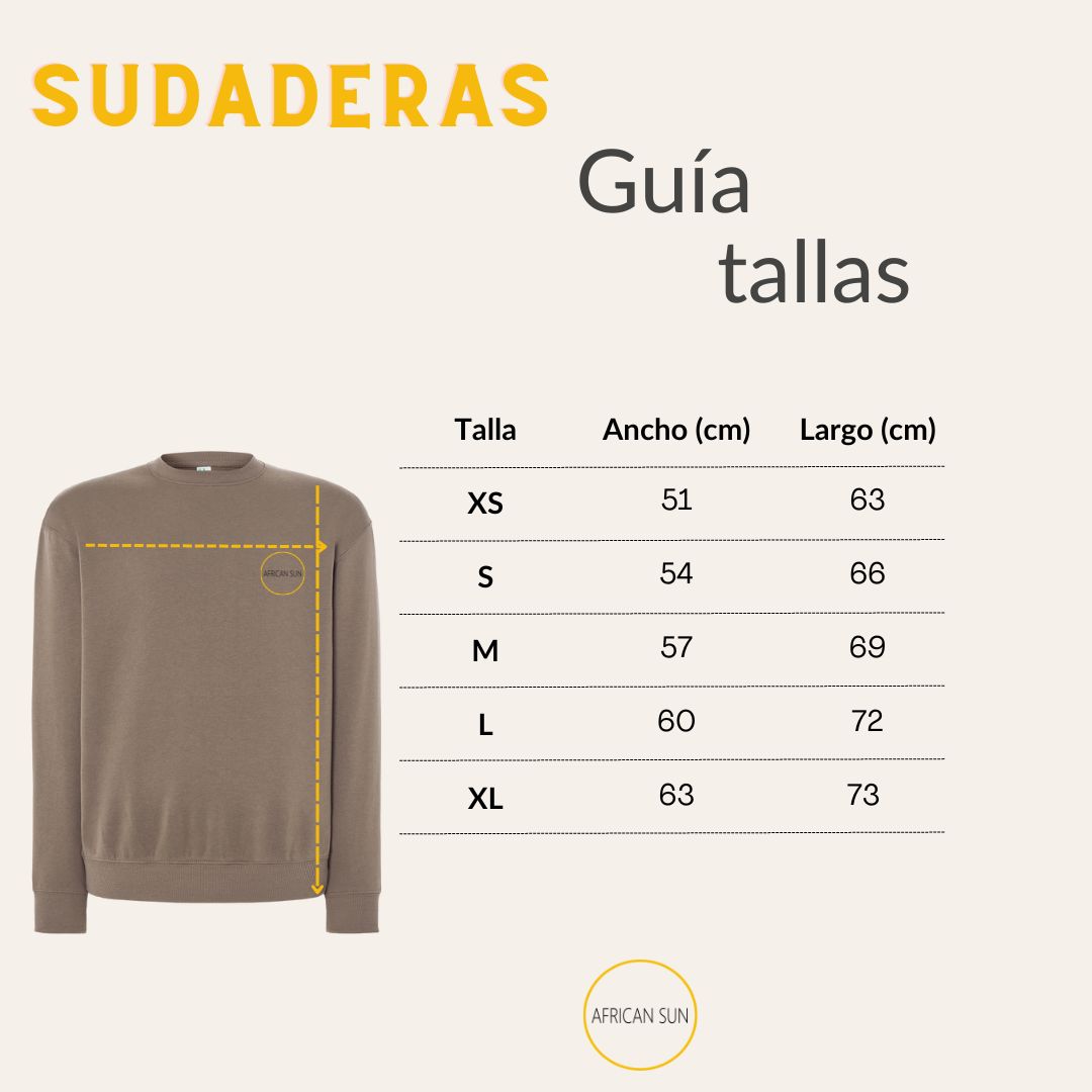 guía tallas sudaderas