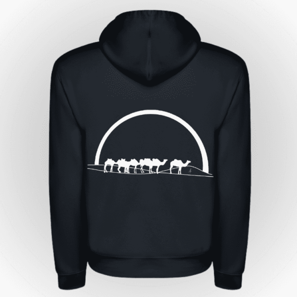 Sudadera algodón para kids, color azul marino dibujo camellos blancos