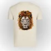 Camiseta algodón orgánico para hombre color crema con print en espalda de león pincelado African Sun