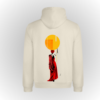 Sudadera par ahombre y mujer algodón con capucha color crema con print de mujer en espalda
