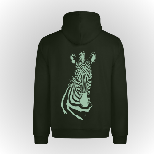 Sudadera con capucha algodón color ver con print de cebra en color verde manzana