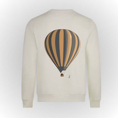 Sudadera algodón orgánico color crema print globo. para hombre y mujer