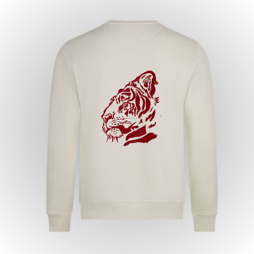 Sudadera algodón orgánico color crema diseño tigre African sun