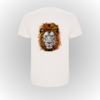 Camiseta algodón orgánico para hombre color blanca con print en espalda de león pincelado African Sun