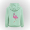Sudadera con capucha algodón color agua con pint flamenco. para niños y niñas hasta talla 14