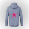 Sudadera algodón para kids, color cazul. dibujo estrella de mar rosa