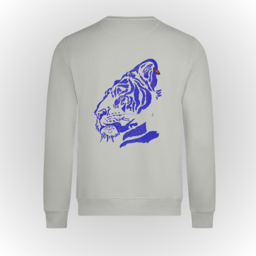 sudadera algodón color gris con dibujo tigre en espalda