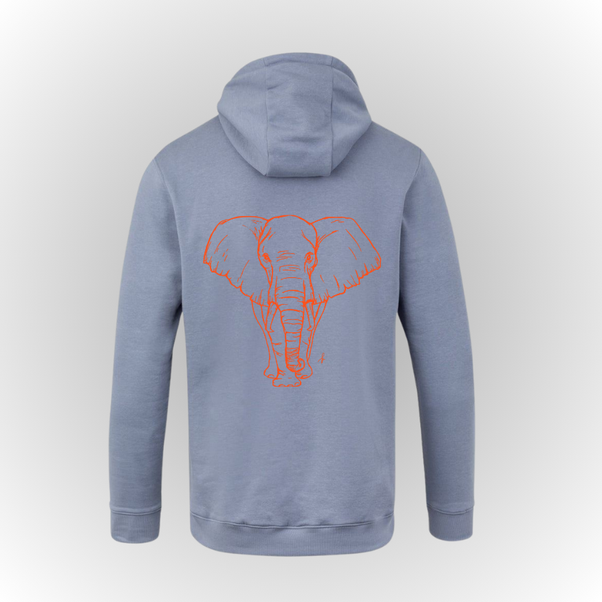 Sudadera algodón dibujo elefante naranja