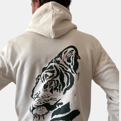 Hoodie Hombre Streetware | Tigre verde – vista 2